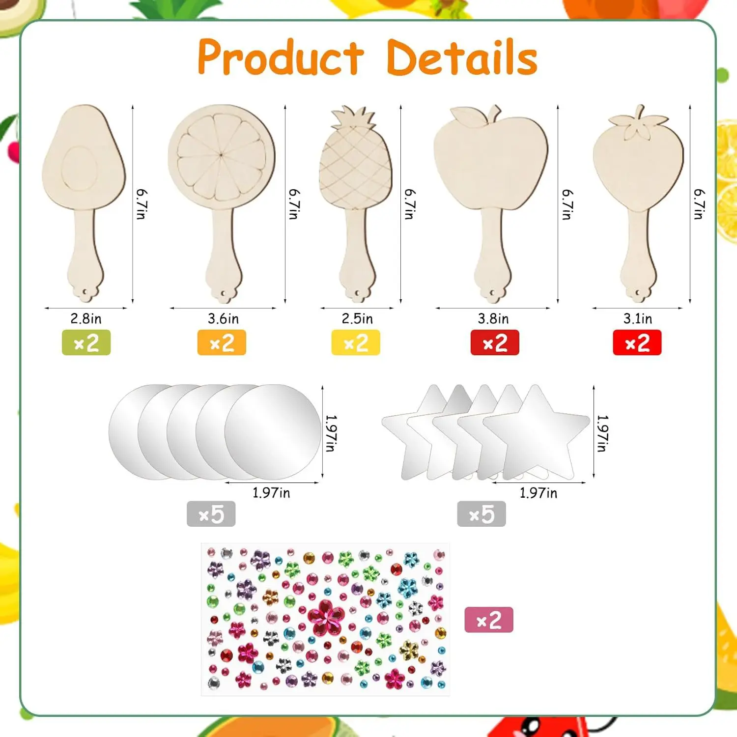 

10 set Unfinished Wooden Handheld Mirrors For Kids Diy Painting Crafts Mini Princess Mirrors Art Party Supplies Creative Gift