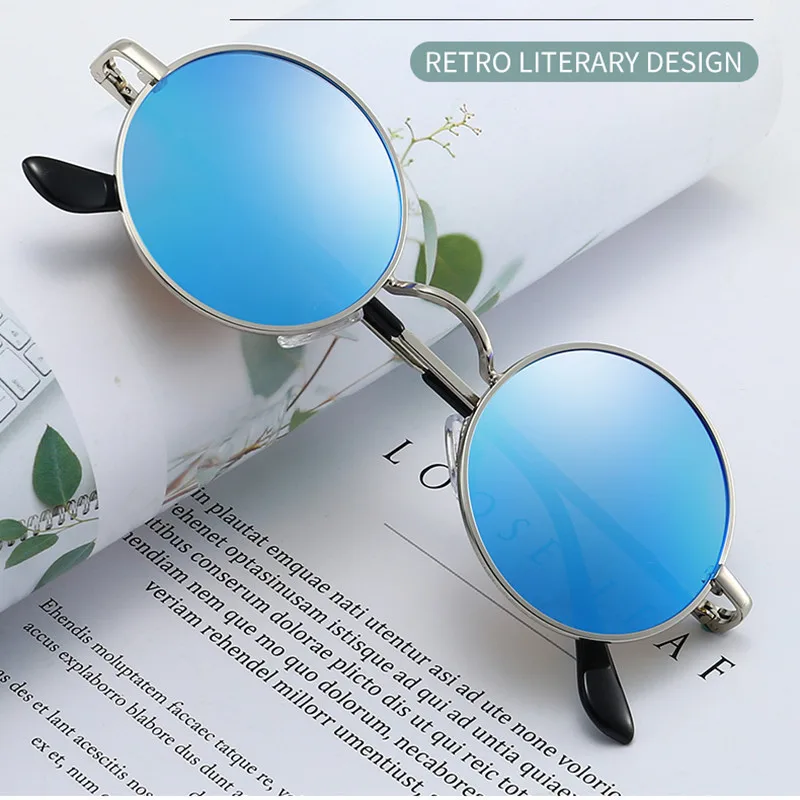 Retro Polarized Sunglasses Round Men Women Hip Hop Prince Hipster Outdoor Sun Glasses Optical Glasses Frame Anti Blue Light Lens