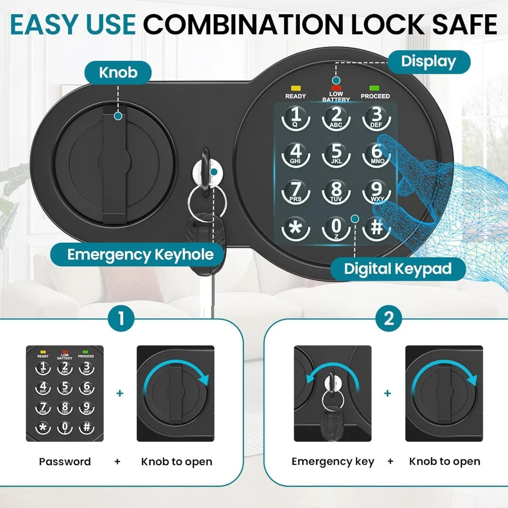 6.0 Cubic Foot Electronic Keypad Safe, Compact Home Security for Valuables, Jewelry, and Documents