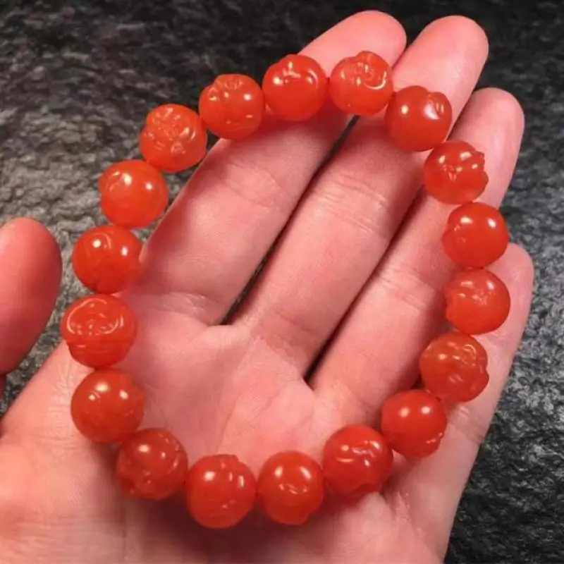 

Natural Red Agate Stone Bracelet Men Women Healing Gemstone Fine Jewelry Genuine South Red Agate Buddha Head Bracelets Bangle