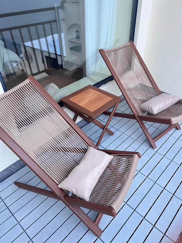 

#Modern Outdoor Lounge Chair With Durable Metal Folding Design Coffee Table Home Garden Furniture