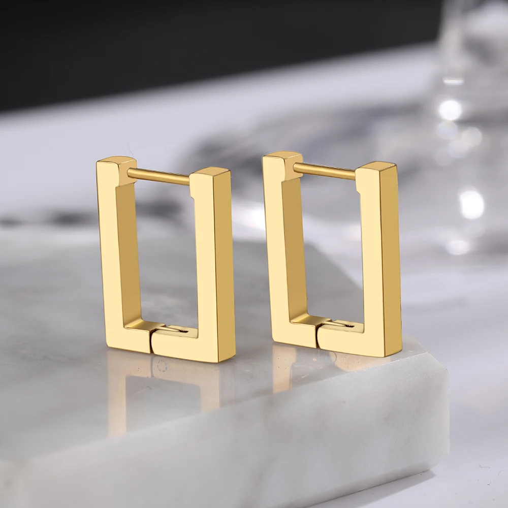 Stainless Steel Earrings 2022 Trend New Geometric Light Luxury Punk Grunge Goth Hoop Earrings For Women Jewelry Party Girl Gifts