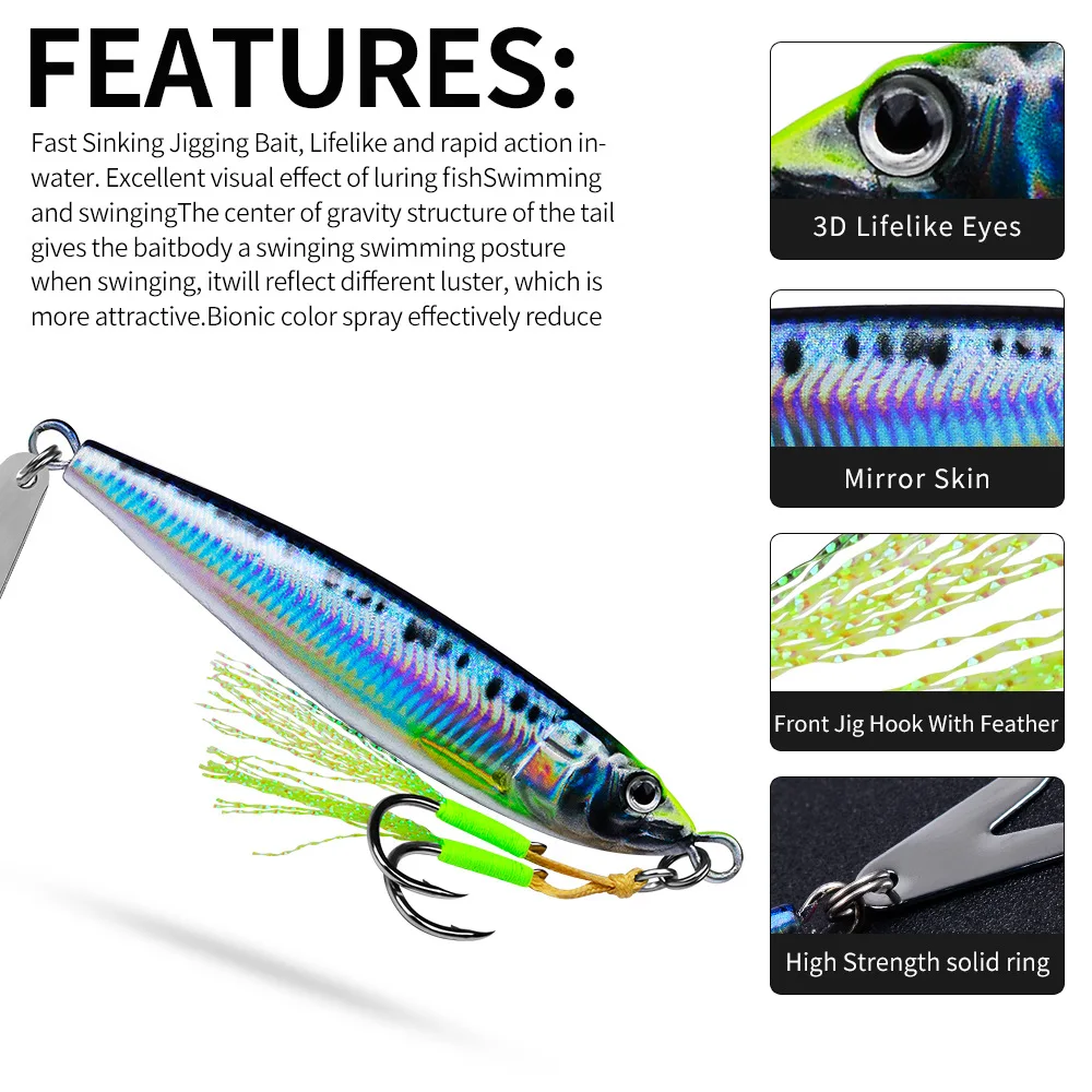 

3D printed simulation lure bait, lure iron plate, lead fish long-range submerged metal bait, 20g-80g quick-draw iron plate