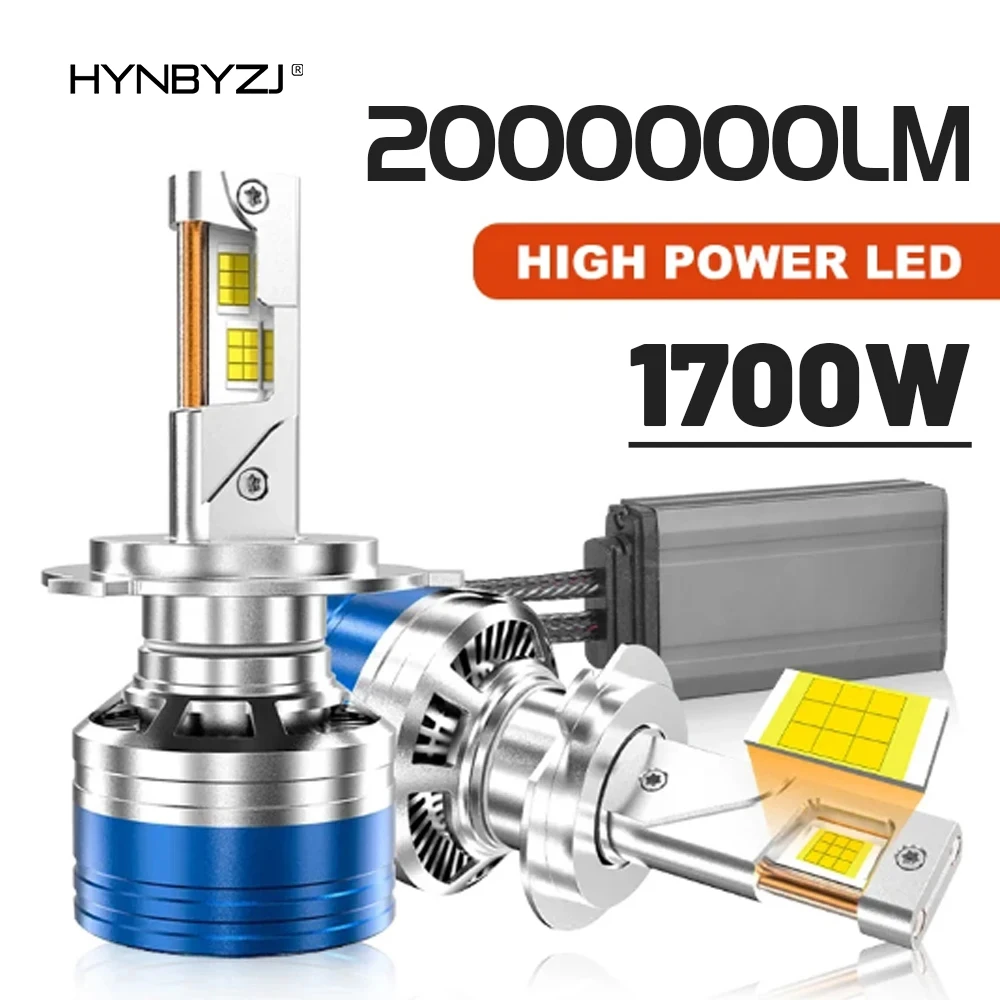 HYNBYZJ High Power 1700W 2000000LM H7 H4 H11 LED Headlight H1 H8 H9 HB4 HB3 9005 9006 9012 Turbo Lamp 8580 CSP Chips 6000K