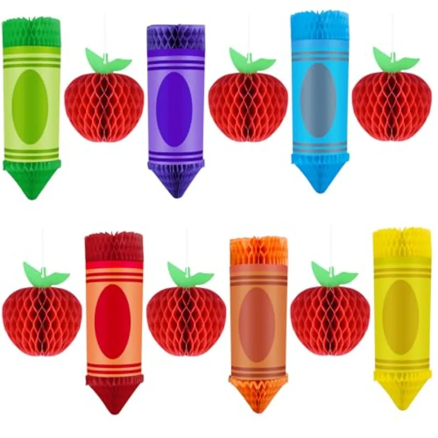 Welcome Back to School Hanging Decorations 6 Hanging Honeycomb Back to School Classroom Decorations 6 Apple Honeycomb Tissue Pa
