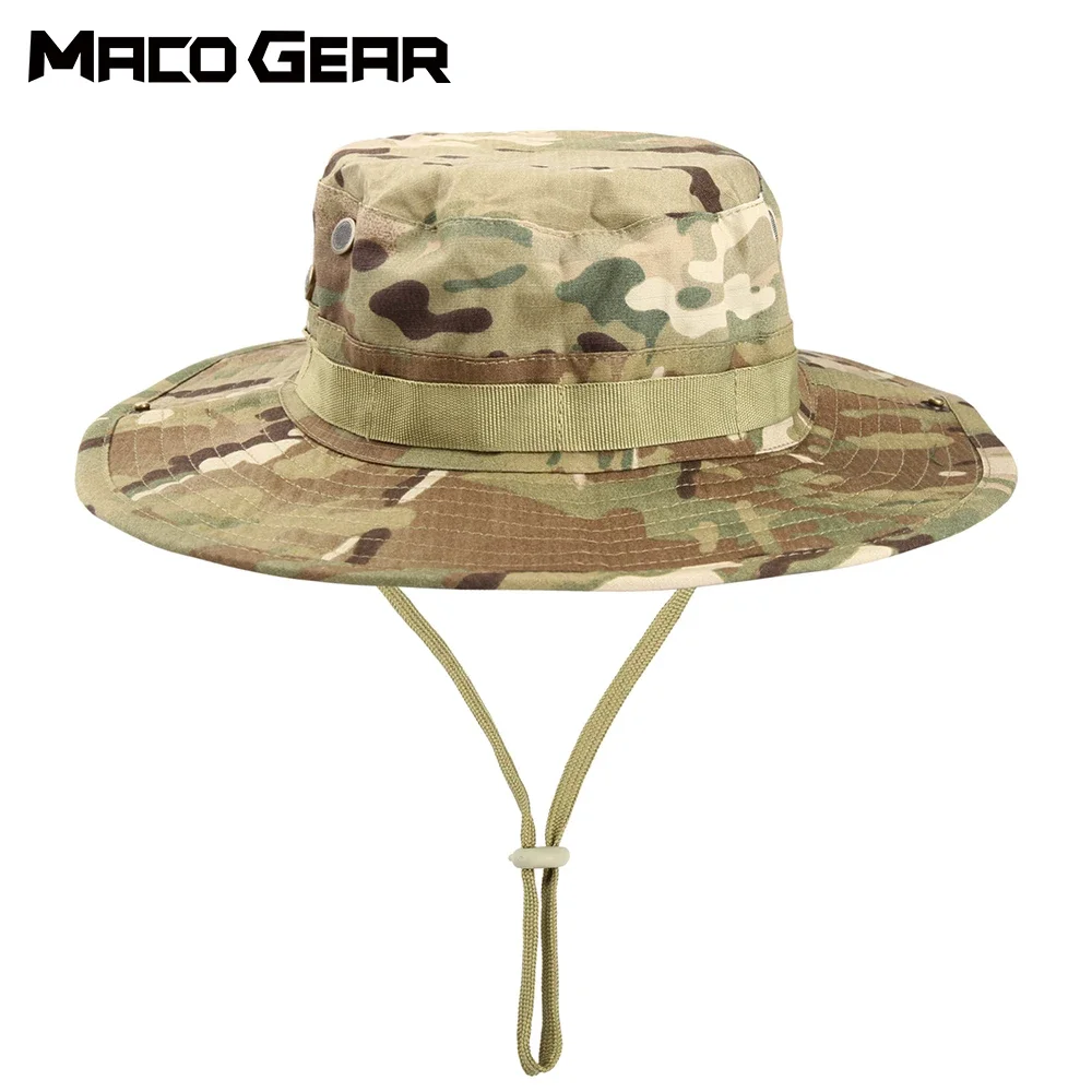 

Breathable Tactical Fishing Sun Hat Summer Camouflage Adjustable Bucket Hats Hiking Hunting Sports Windproof Foldable Panama Cap