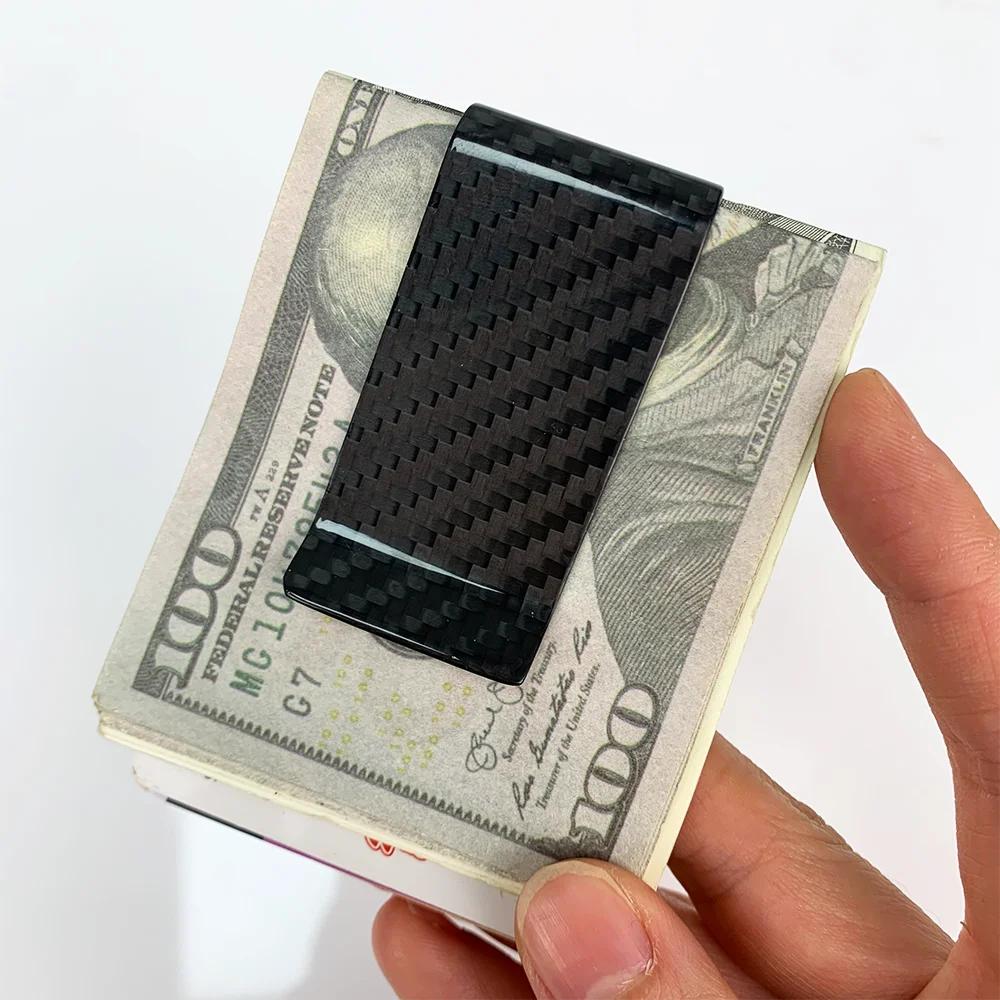 Wholsale Lightweight Slim 100% Carbon Fiber  Money Clip 28mm Mini Card Clips Holder For Men