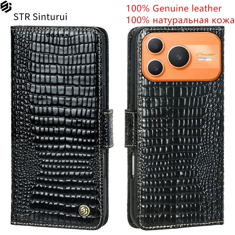 

STR 100% Genuine leather lizard grain card Slot Wallet Cover For Honor Power2 SER-AN00 Power DVD-AN00 Flip shockproof phone Case