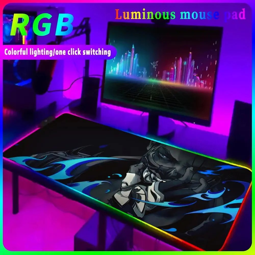 V_valorant RGB Mouse Pad Gaming Mousepad Gamer Computer Keyboard Pad Backlit Mause Pad Large Mouse Desk LED Luminous Mice Mat