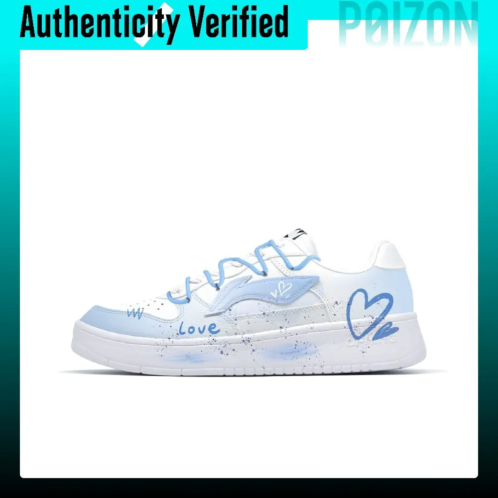 Li Ning Lightweight Breathable Lightweight And Breathable Low top Skateboard Shoes Men's White Blue AGCS419-1(Team-)
