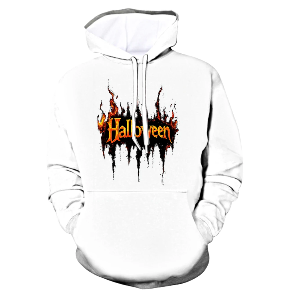 

Autumn Winter Halloween Elements Men's Hoodies 3D Minimalist Printed Pullover Tops Outdoor Street Halloween Party Men Clothing