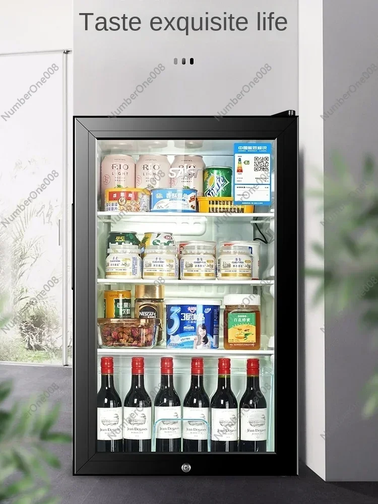 SAST SAST Refrigerated Fresh Cabinet Transparent Glass Door Ice Bar Freezer with Lock Office Household Hotel Mini Refrigerator