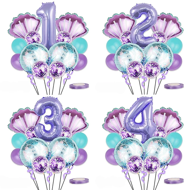 Zestaw balonów na imprezę syrenka fioletowy numer muszla balon foliowy dziewczyna mała syrenka dekoracje urodzinowe sprzyja powietrzu Globos Baby Shower