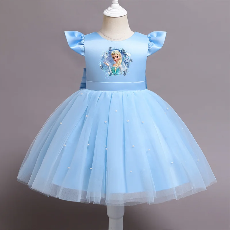 

Frozen Anna Elsa Girls Lace Dresses Tulle Tutu Princess Dresses Wedding Gown Party Wear Clothes Sleeveless Costume Clothing