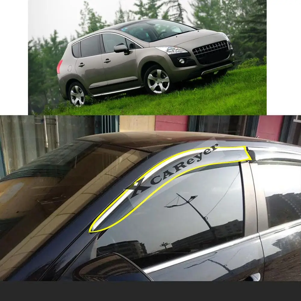 For Peugeot 3008 2010 2011 2012 Car Body Styling Sticker Plastic Window Glass Wind Visor Rain/Sun Guard Vent Parts