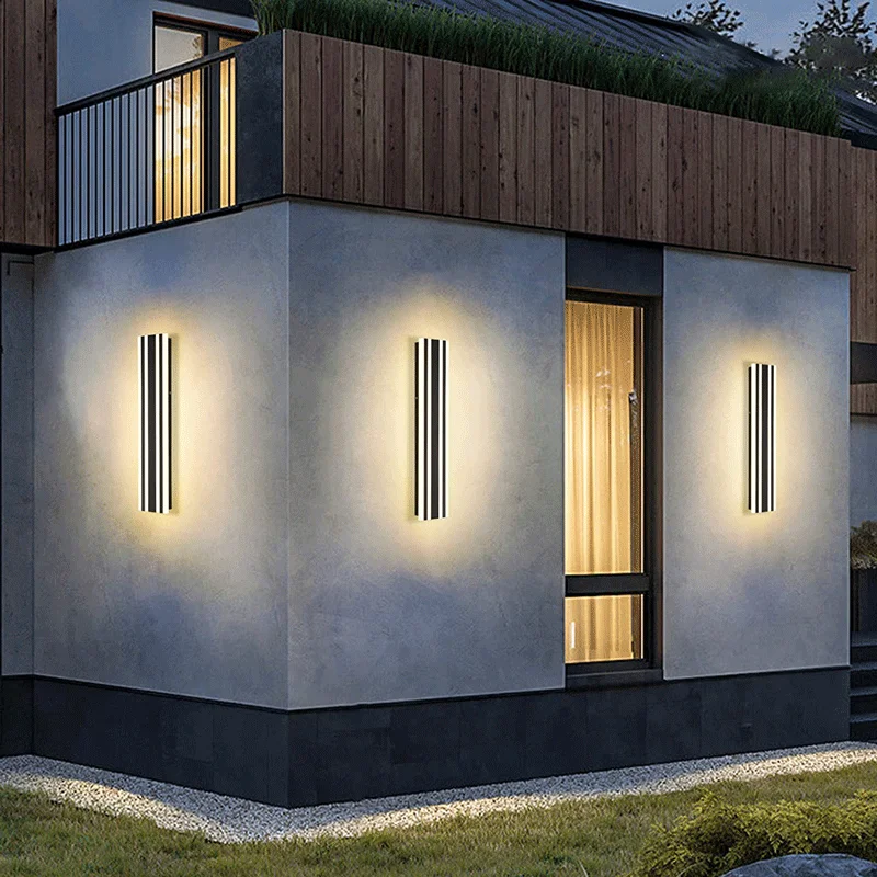 Luz de pared exterior para jardín, lámpara larga para edificios, impermeable IP65, candelabros para porche, casa de campo