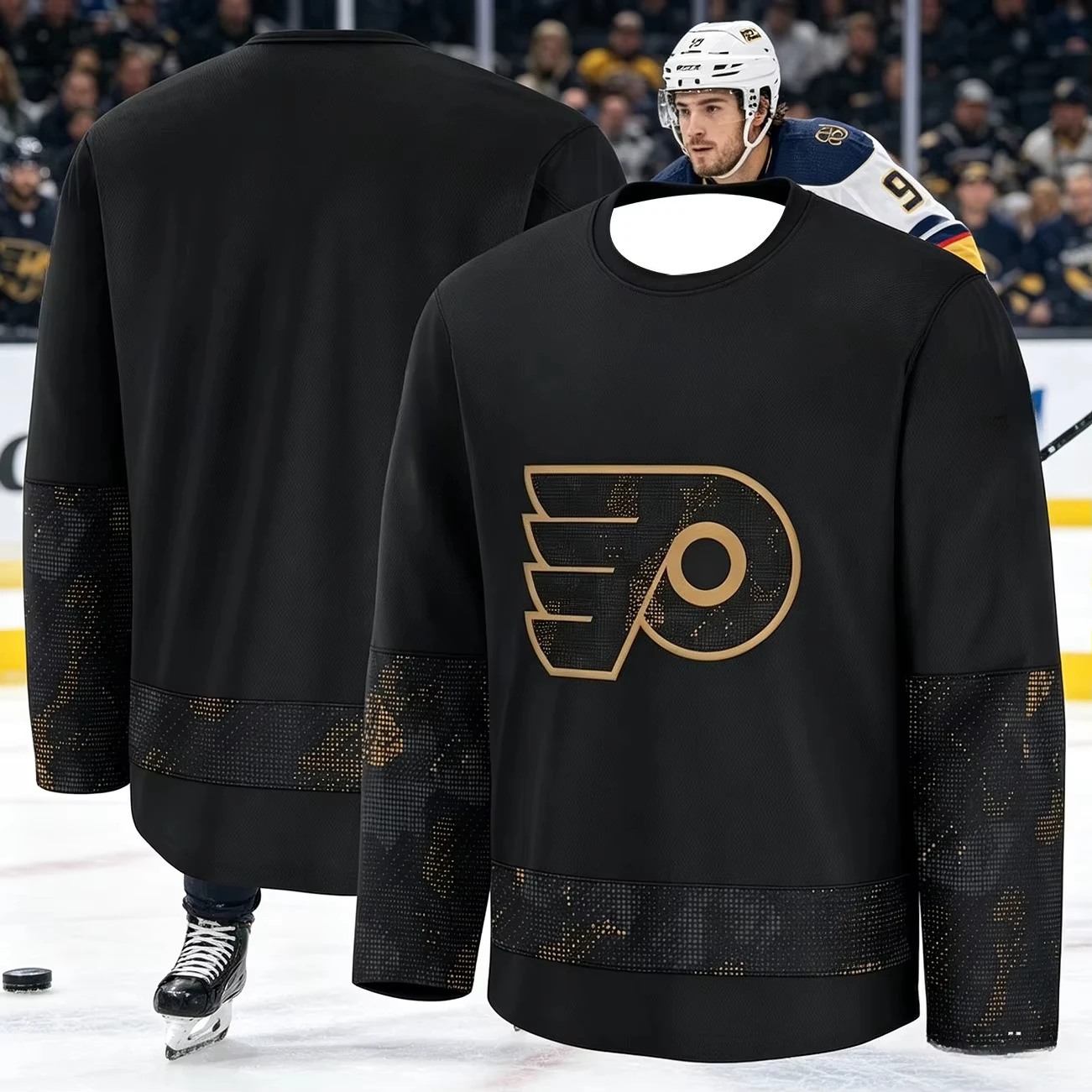 Men's New Style American Hockey Training Suit 3D Printed Embroidery Breathable, Moisture-Wicking Long-Sleeved T-Shirt Kids