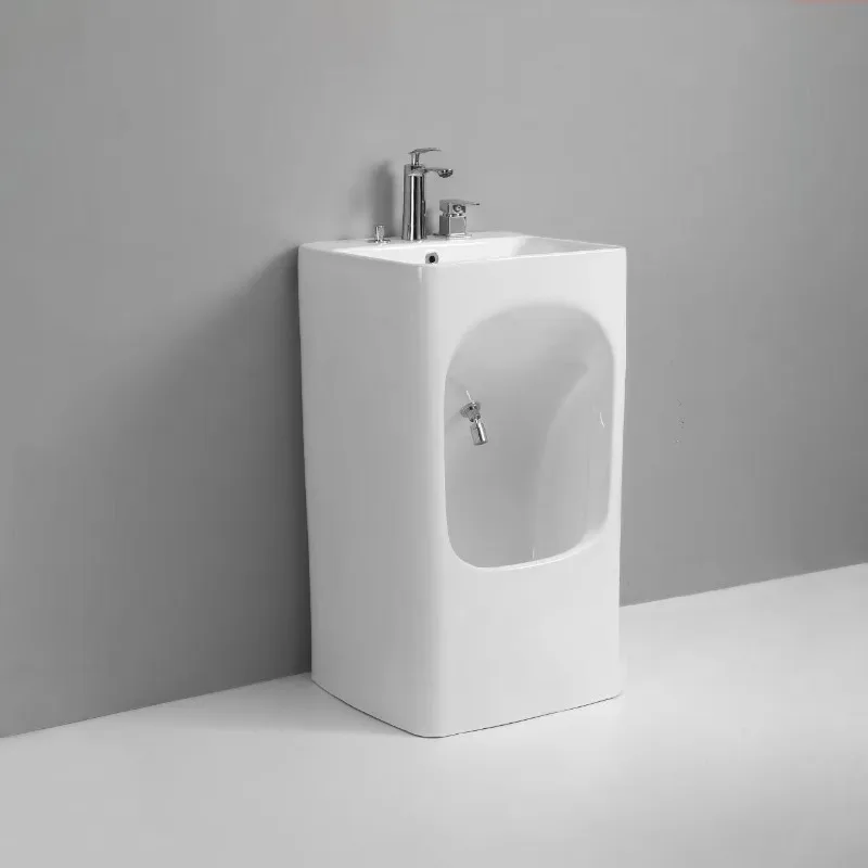 Factory Wholesale Bathroom Pedestal Sink Free Standing Square Hand and Foot Washing Sink Muslim Wudu Foot Basin