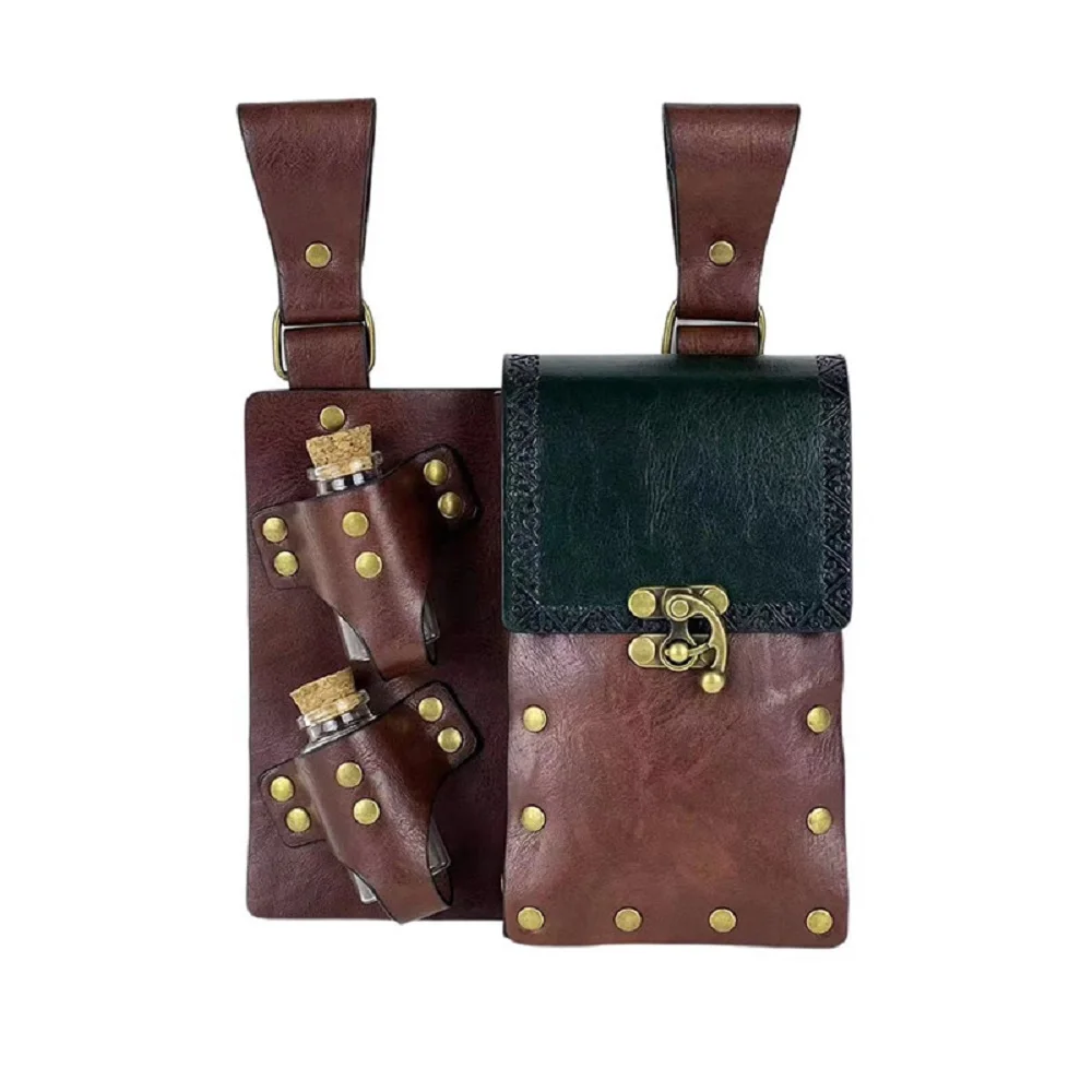 Ceinture Vintage Viking Médiévale en Cuir Gaufré Unisexe, Accessoires de oral alier de la Renaissance, Costume d'Halloween, 1 Pièce, 2 Pièces