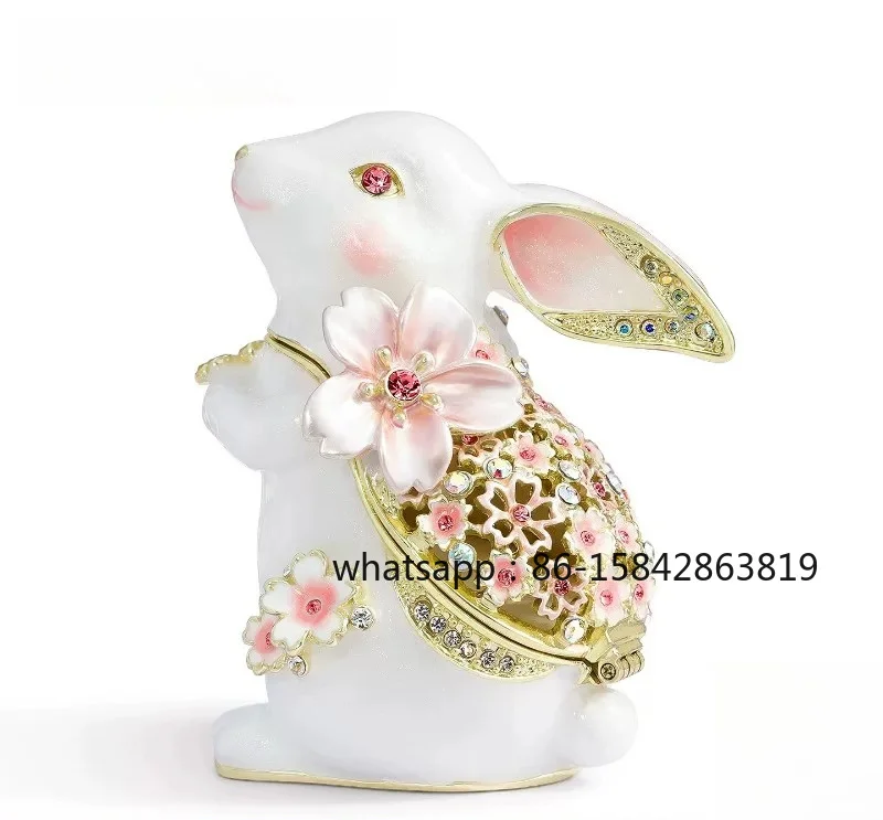 Jewelry Box, Cherry Blossom Rabbit High-end Enamel Jewelry Storage