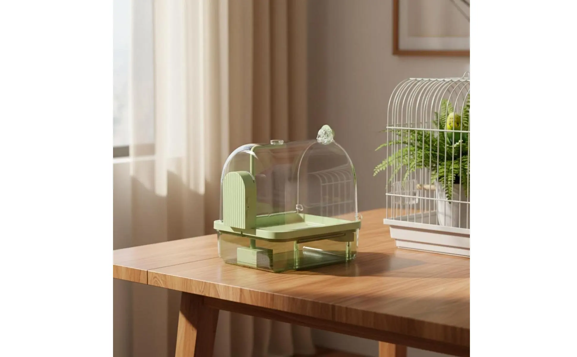 Hanging Avian Shower Transparent Panoramic View Enclosed Avian Bathing Box Parakeet Bath House Easy to Disassemble Pet Supplies