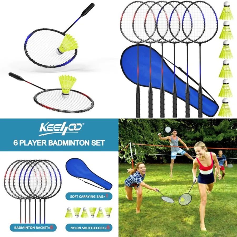 

KH Badminton Rackets Set of 2 4 6 for Adults,Beach Lawn Backyard Game Outdoor Sports, Racquets, Shuttlecocks Carry Bag Included