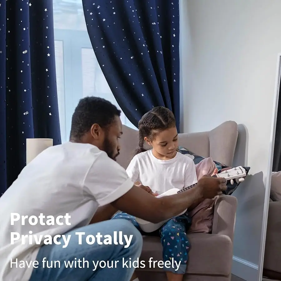 ستائر تعتيم للأطفال لغرفة نوم الأولاد، ستائر على شكل نجمة ستائر نافذة معزولة حراريًا للحضانة، مجموعة من لوحتين (42 #4