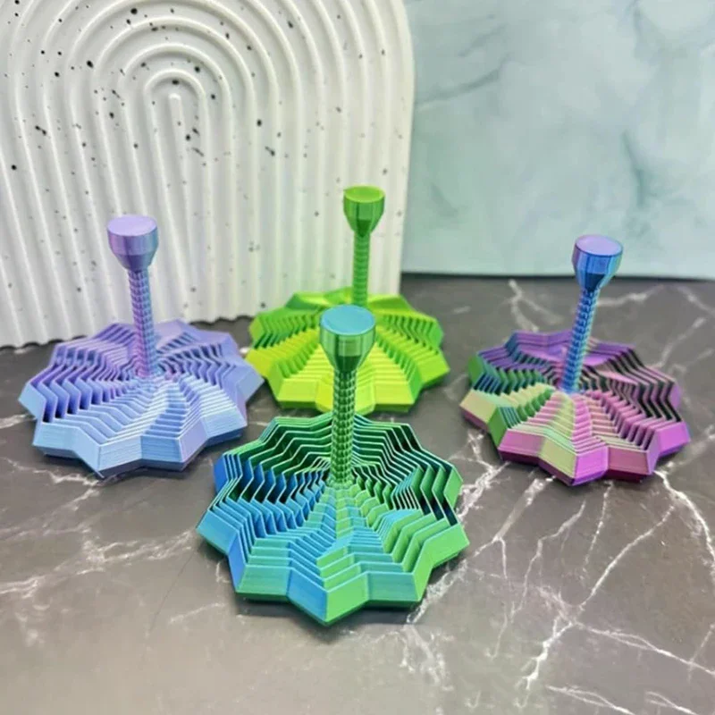 Étoile sensorielle élargie imprimée en 3D, jouets fractal extensibles de 4.33 pouces octogonaux avec poignée détachable