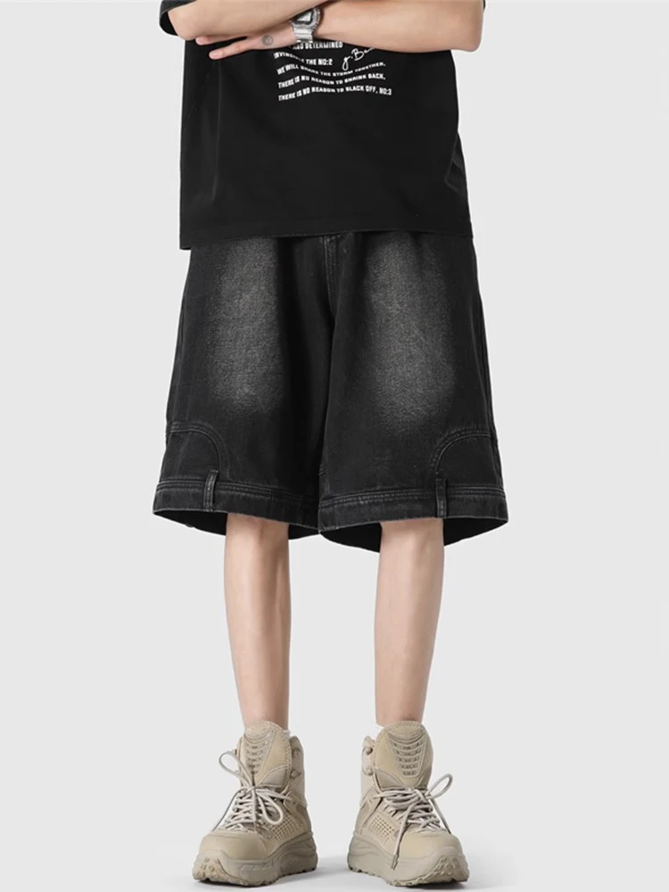 

Large Size American Style Distressed Denim Shorts Men's Summer Trendy Loose Washed Handsome Five-Point Casual Mid-Pants