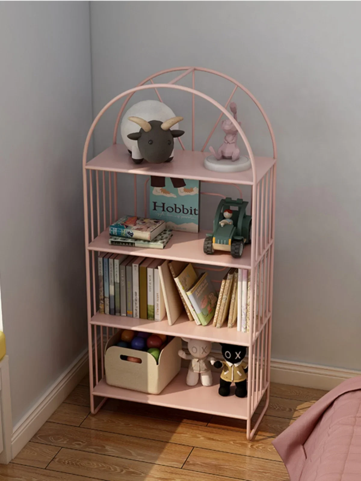 Children's bookshelf living room shelf bedside floor multi-layer household small bookcase bedroom wrought iron