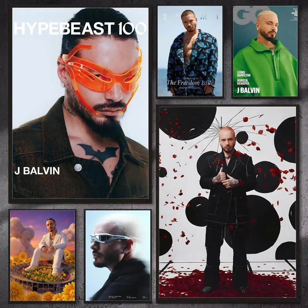 Reggaeton Singer J-J B-Balvin-n Poster HD Wall Art Print, Self-adhesive Poster Sticker, Aesthetic Home Decor