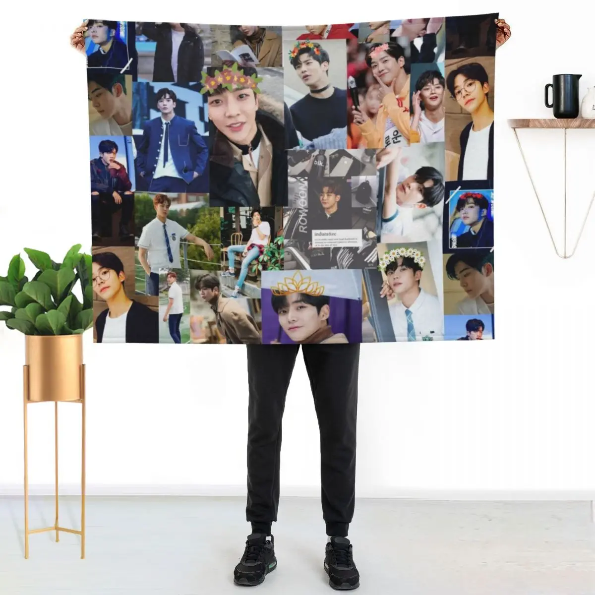 

Rowoon Beautiful Collage Throw Blanket Soft Sherpa Fleece Warm Blanket for Winter