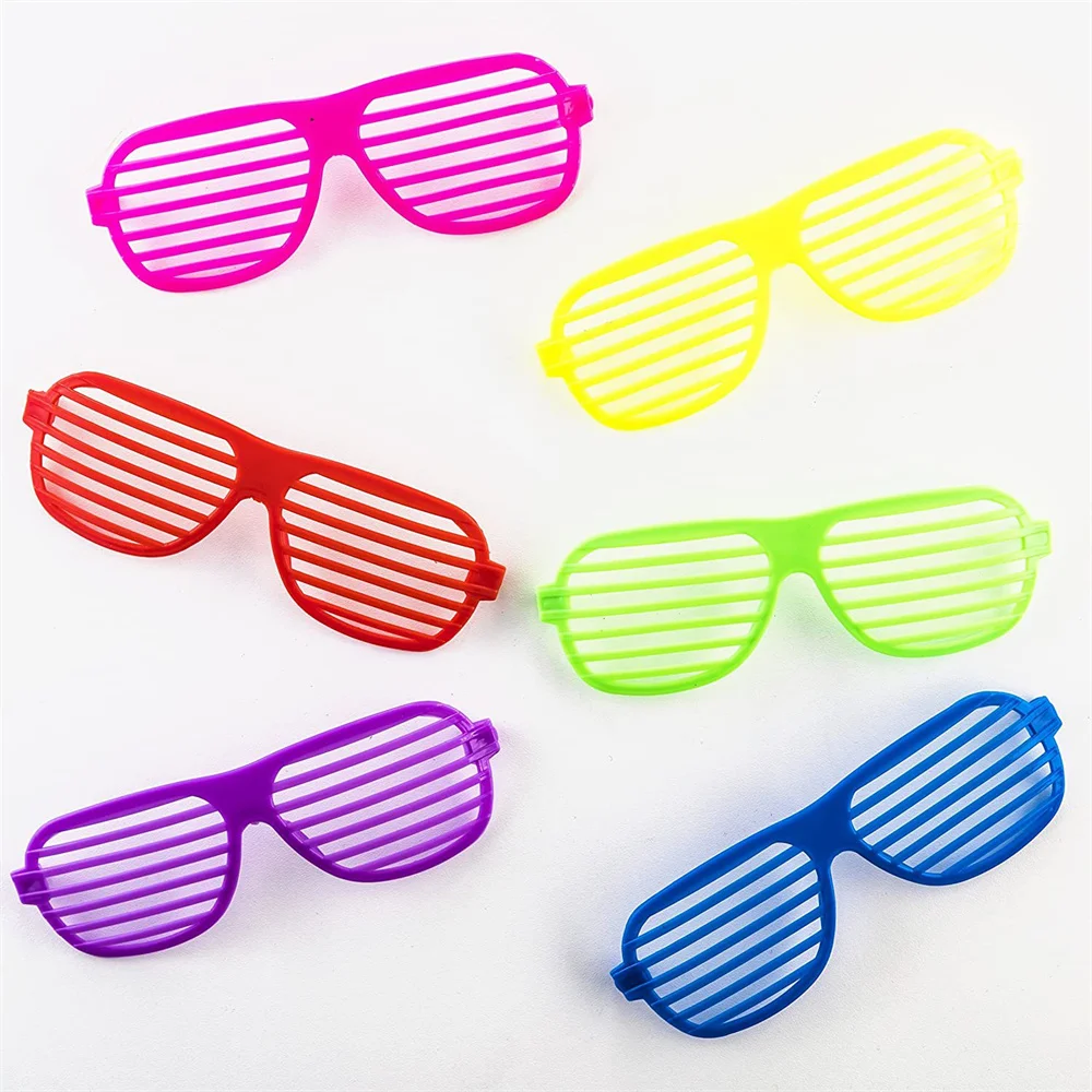 

6/12/30pcs Shutter Shades Glasses Sunglasses Neon Color Shutter Eyewears for 80s 90s Retro Party Favors Disco Birthday Decor