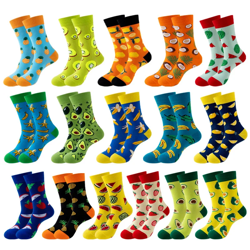 جوارب نسائية منتصف العجل من الفاكهة لعام 2025 بتصميم أناناس وبطيخ ومضادة للانزلاق من القطن المسامي لرياضة الجري في صالة الألعاب الرياضية