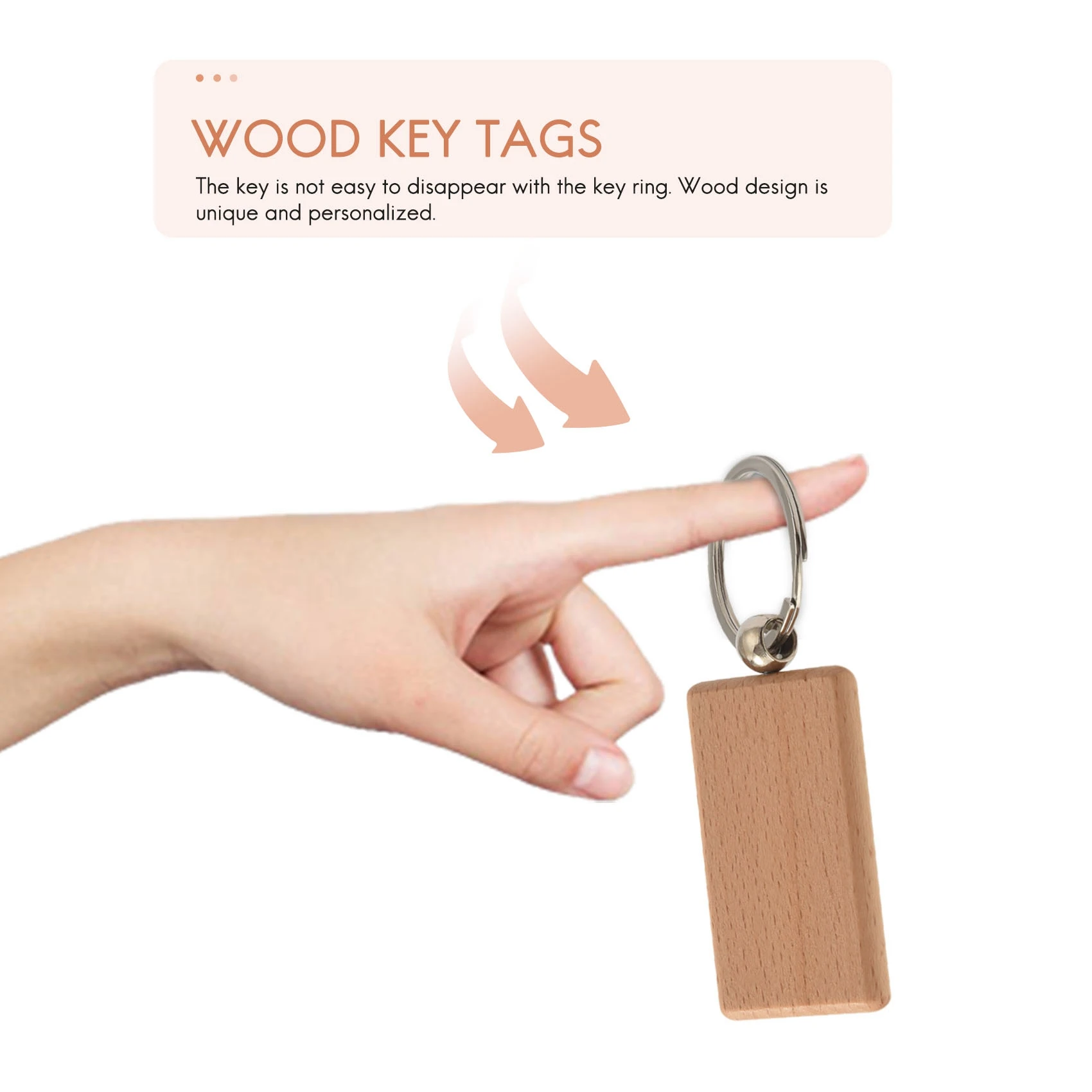 

-A25M 30Pcs Blank Rectangle Wooden Key Chain Diy Wood Keychains Key Tags Can Engrave Diy Gifts
