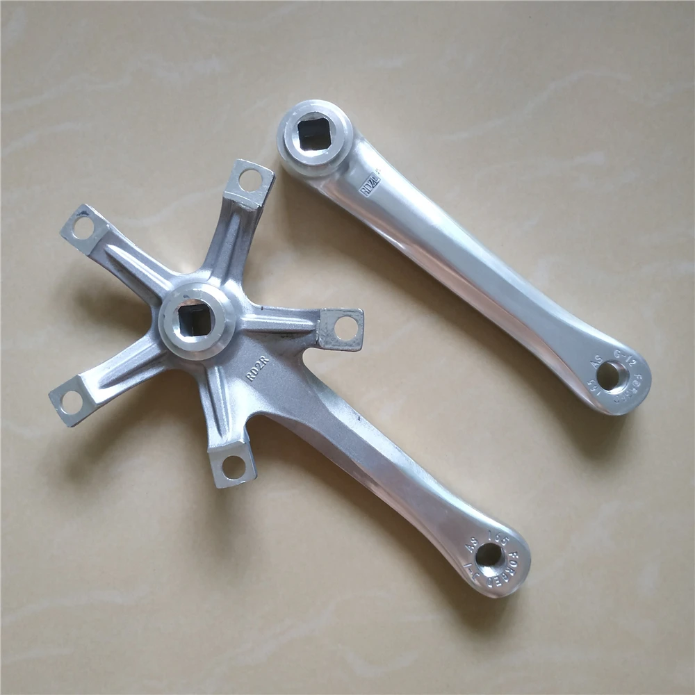 Silvery Road Bike Crankset Aluminum Alloy Fixed Gear Bicycle Parts BMX Folding 130BCD Crank Length 165mm 170 mm