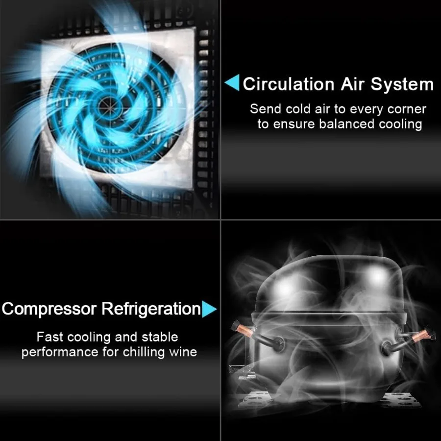 Refroidisseur de vin de 16 bouteilles, compresseur de réfrigérateur avec affichage numérique de la température, boisson autoportante à Zone unique