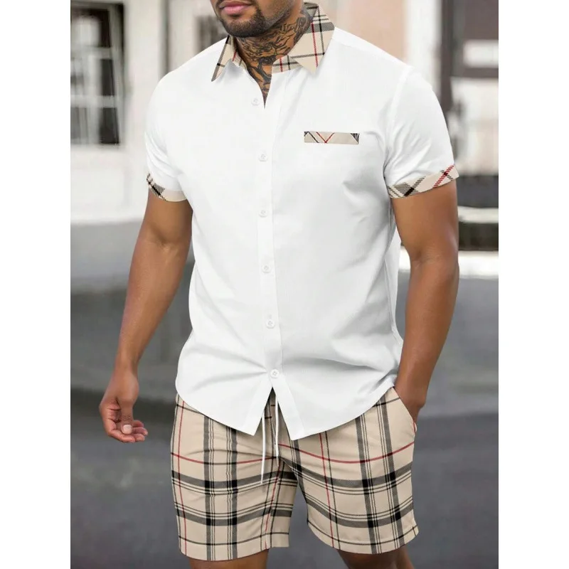 

Color Block Beach Set Beach Collision Color Matching Set Unisex Beachwear Comfortable Breathable Material Durable Spring Summer