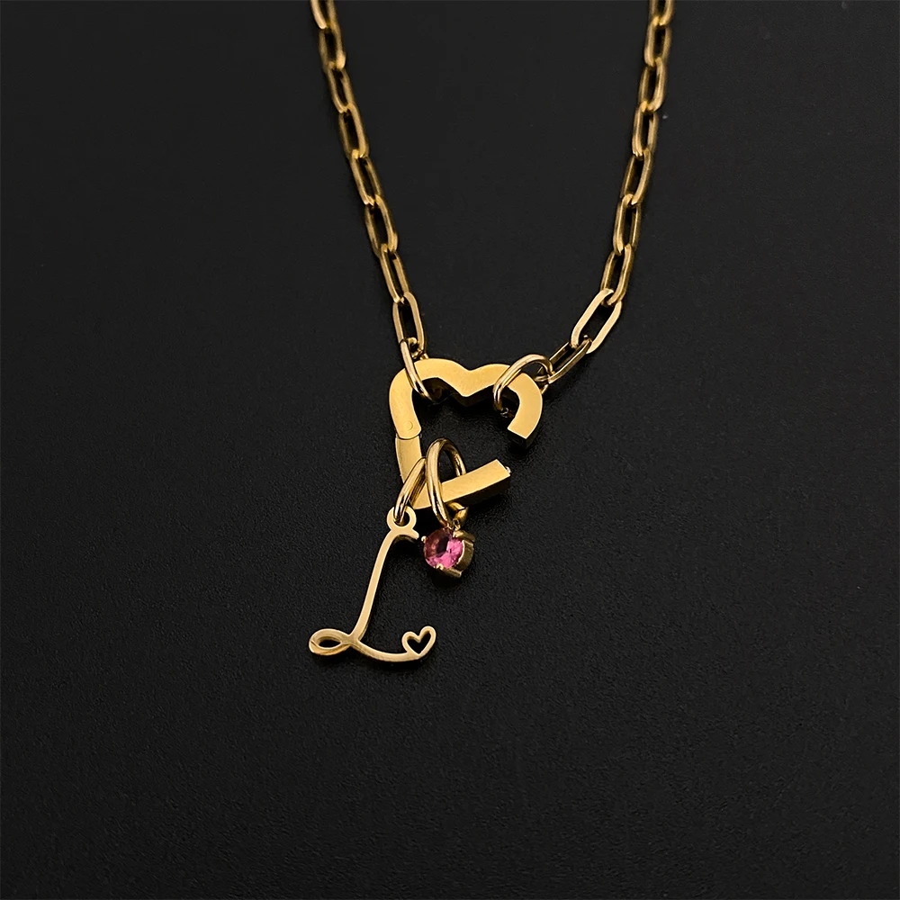 قلادات eManco للنساء من الفولاذ المقاوم للصدأ بسلسلة بإبزيم متقاطع وحرف أولي من الزركون هدية مجوهرات عصرية لعيد الحب #3