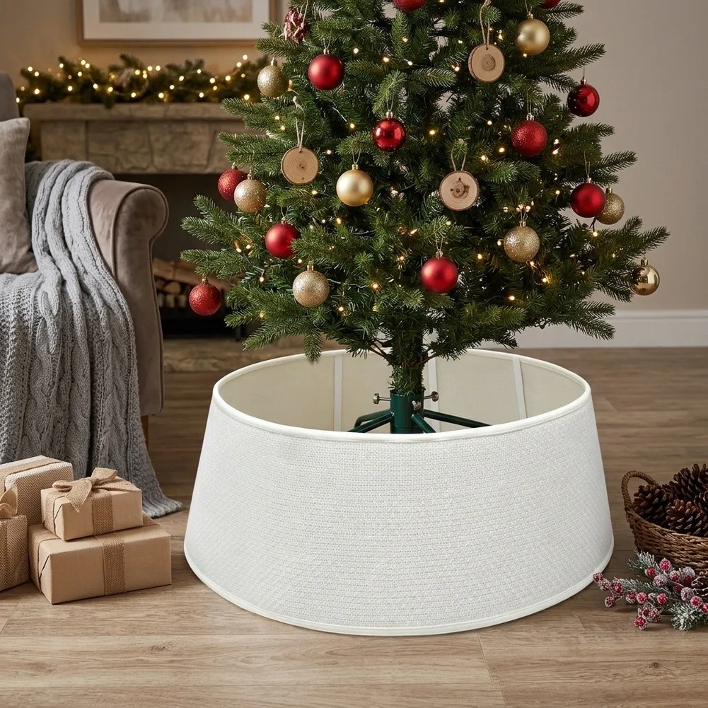 Soft Knit Fabric Skirt Christmas Tree Skirt Rustic Tree Base Christmas Tree Skirt Modern Festive Setting Elegant Knit Texture