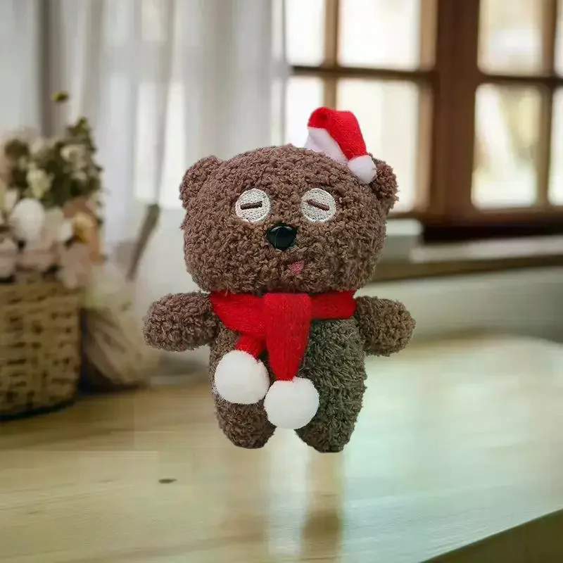 Mini ours de noël en peluche, cadeau pour sac à vêtements, porte-clés, pendentifs, décoration de cuisson, ornements de noël, cadeau de noël pour enfant