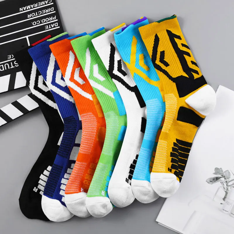 Sport, chaussettes cyclisme, – homme, pour noires Elite basket-ball, course à pied, tendance, respirantes, longues randonnées,