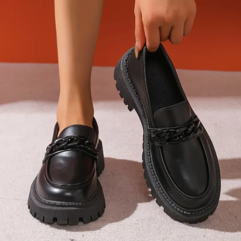 

Classic Women's Loafers 2025 Spring and Autumn Hot-selling Thick-soled Slip-on Women's Shoes 35-43 Large Size Solid Color Shoes