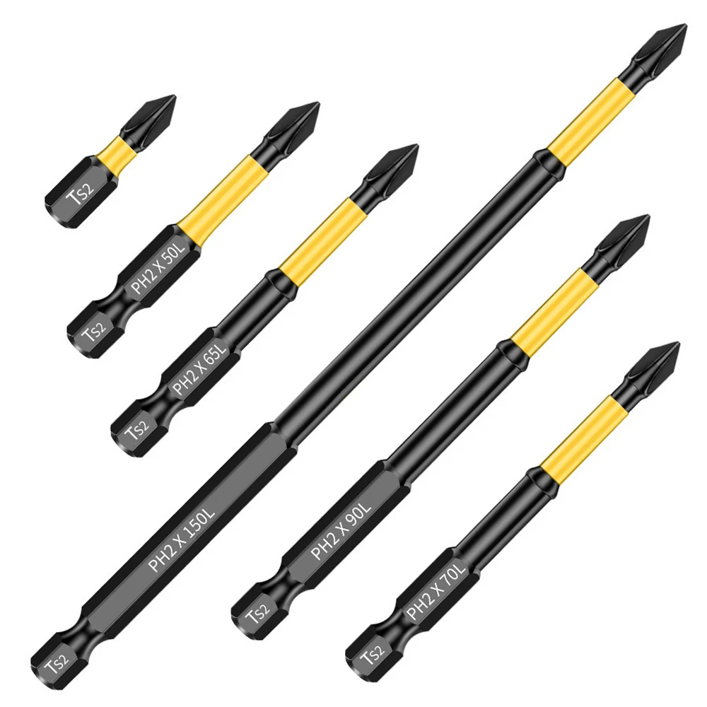 Magnetisches Schraubendreher-Bit-Set PH2 Phillips 25-150mm Rutschfest Stoßfest Legierungsstahl Schlagbohrer-Bits für Außendekoration