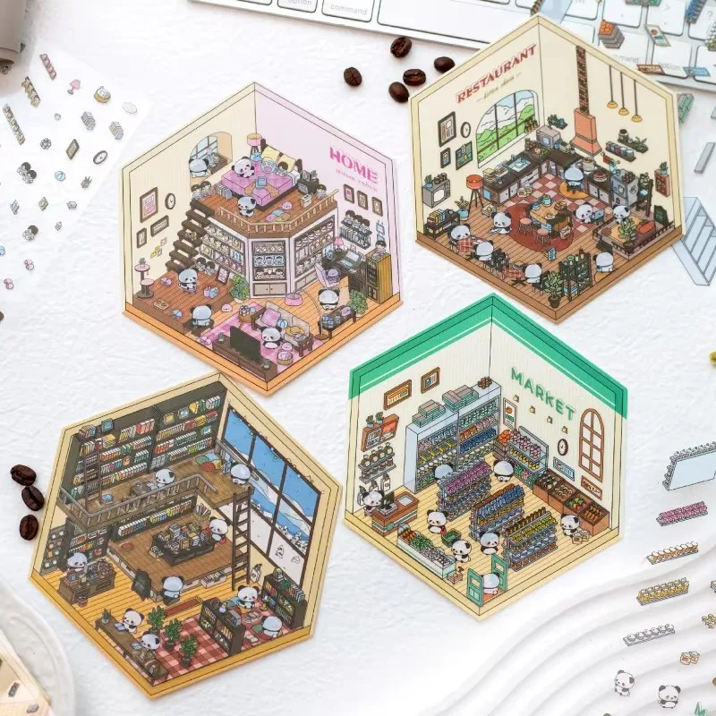 LumaToys Cartoon Miniature Scene 3D Landscaping Stickers Visual Stacking Three-dimensional Stickers Christmas Gift for Children