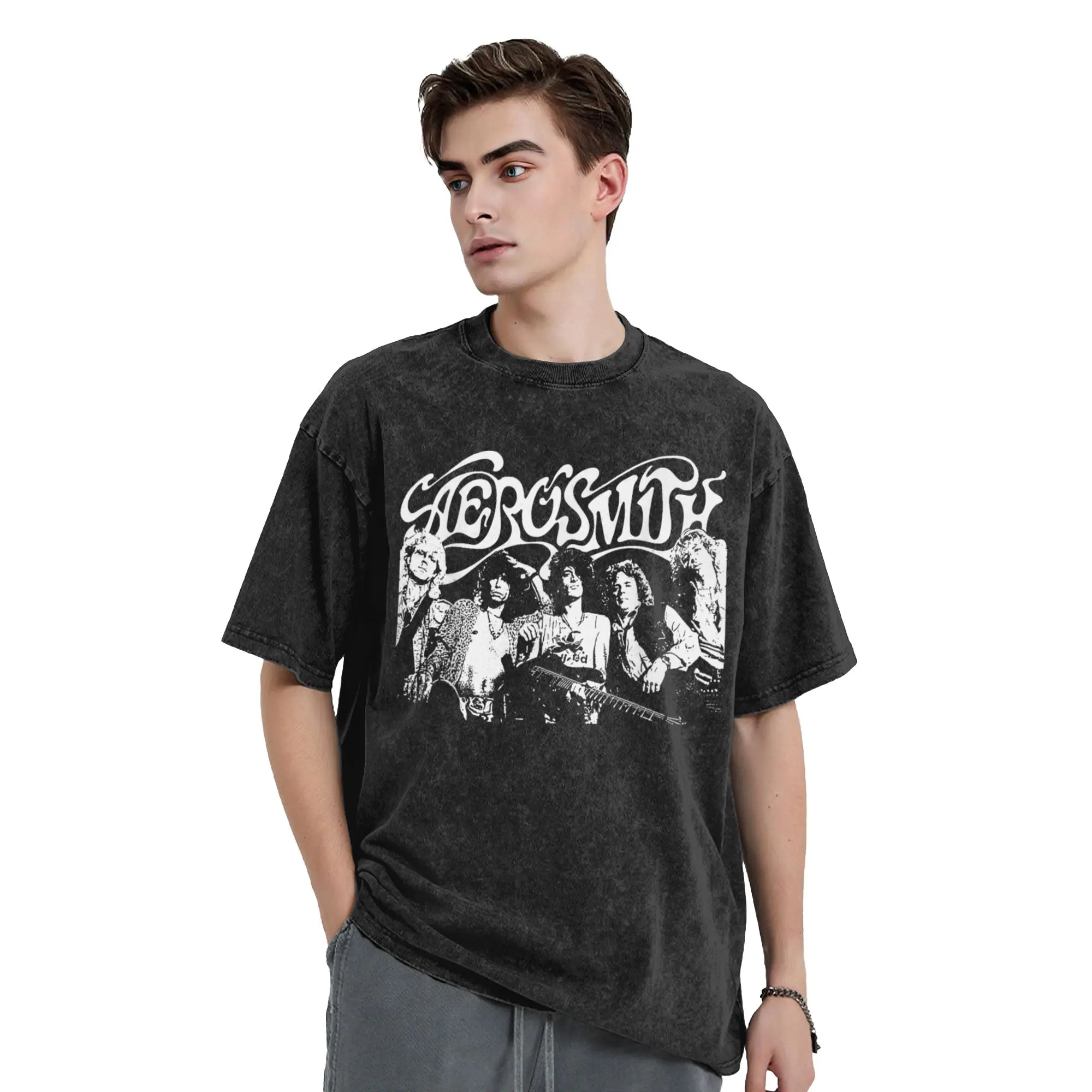 إيروسميث إيروسميث روكس تي شيرت Harajuku تي شيرت قصير الأكمام Y2K بلايز كلاسيكية الشاطئ عادية تنفس المتضخم تي شيرت #3