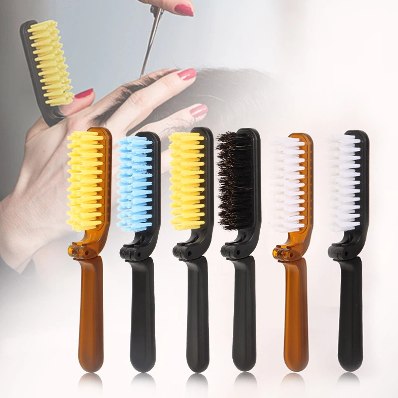 Foldable Oil Head Comb Brush Hair Care Beard Shape Dual Use Comb Brush Hair Cutting Cleaning Brush Broken Hair Comb Mini