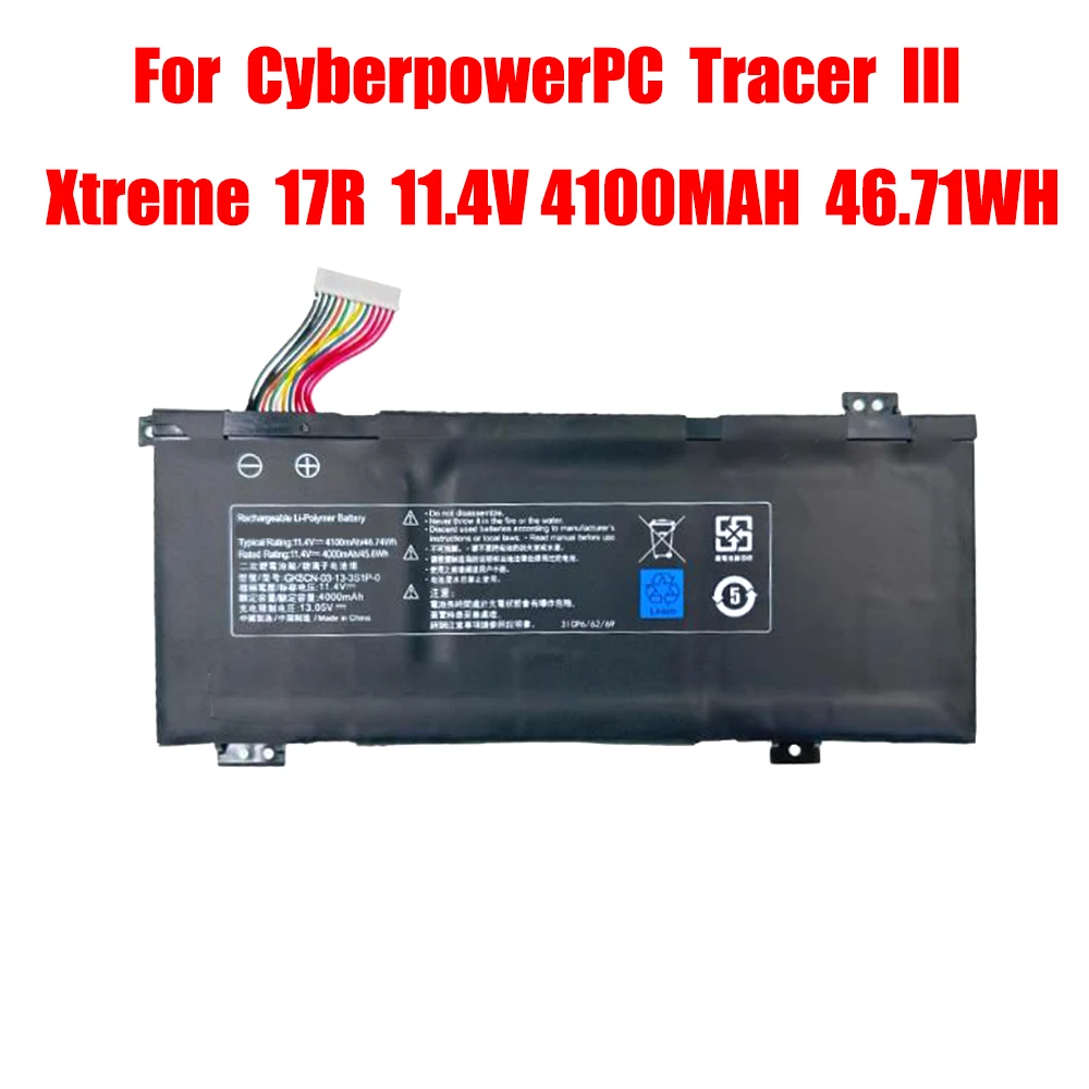 Replacement Laptop Battery For CyberpowerPC Tracer III Xtreme 17R 11.4V 4100MAH 46.71WH New