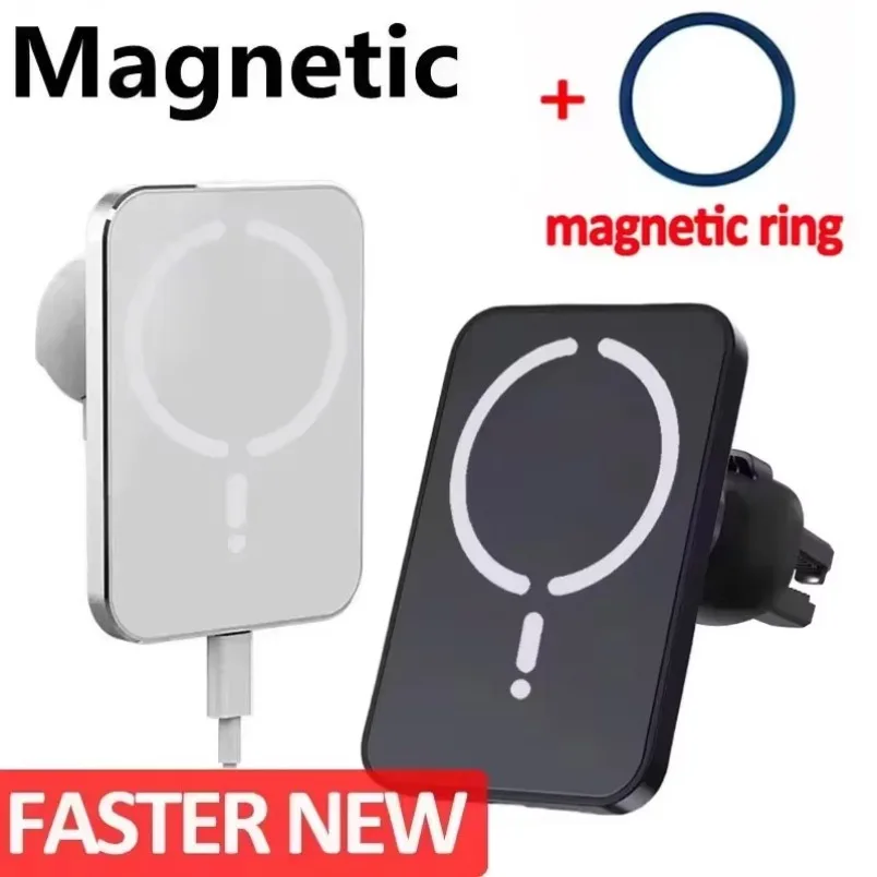 Magnetic Car Wireless Charger Mount 15W Fast Charging For iPhone 12 13 14 15 16 Samsung Qi Phone 360 Rotation Vent Clip No Cable
