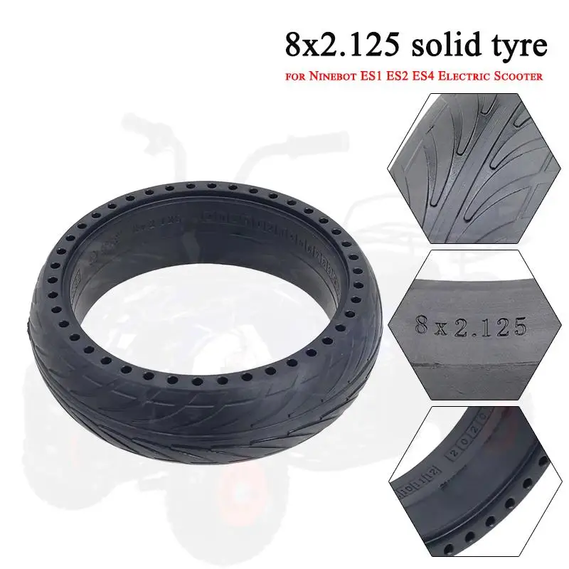 

ES3 8x2,125 8-дюймовая твердая резиновая шина - демпфирующая шина с защитой от проколов идеально подходит для электрического скутера Ninebot Segway ES1 ES4 ES2